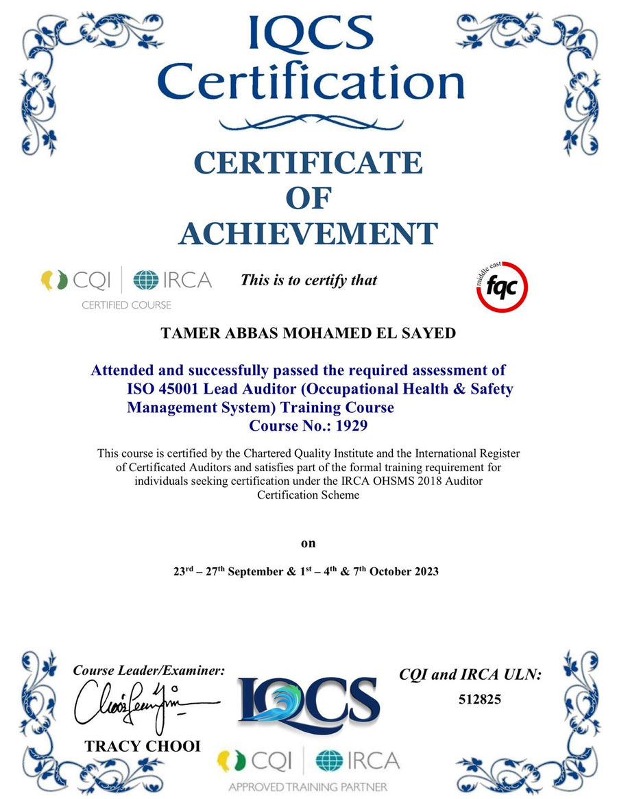 دورة مراجع رئيسي ISO 45001 (Lead Auditor)